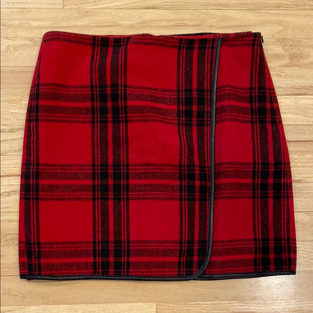 Joe Fresh Red & Black Wool-blend Skirt